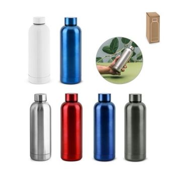 ODIN METTALIC. Fľaša z 90% recyklovanej nehrdzavejúcej ocele 550 mL Oceľovo šedá