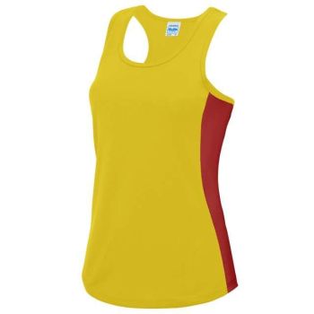 WOMEN'S COOL CONTRAST VEST Sun Yellow/Fire Red XL