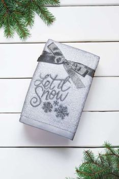 OLIMA CHRISTMAS TOWEL - LET IT SNOW FLAKES White 45X70
