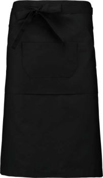 POLYCOTTON LONG APRON Black U
