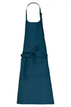 APRON WITH POCKET IN ORGANIC COTTON Peacock Blue U