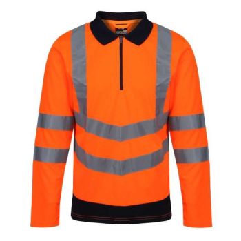 PRO HI-VIS LS POLO SHIRT Orange/Navy 3XL