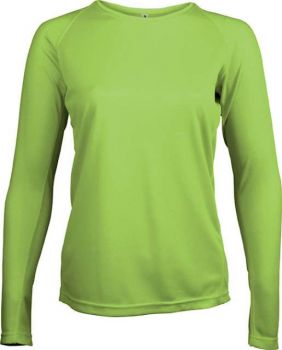 LADIES' LONG-SLEEVED SPORTS T-SHIRT Lime M