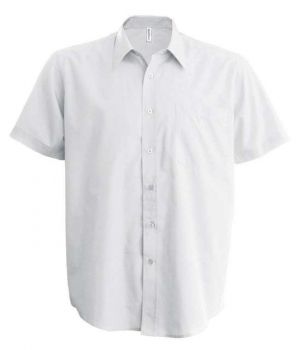 MEN'S SHORT-SLEEVED COTTON POPLIN SHIRT White L