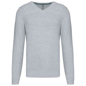 PREMIUM V-NECK JUMPER Light Grey Heather XS