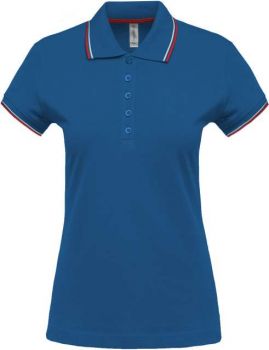 LADIES' SHORT-SLEEVED POLO SHIRT Light Royal Blue/Red/White M