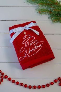 OLIMA CHRISTMAS TOWEL - MERRY CHRISTMAS Red 45X70