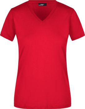 James & Nicholson | Dámské vypasované tričko s výstřihem do V red M