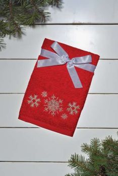 OLIMA CHRISTMAS TOWEL - SNOWFLAKES II Red 45X70