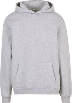 Build your Brand | Mikina s kapucí z těžké bavlny "Fluffy" heather grey L