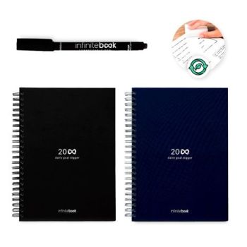 STARTER KIT INFINITE PLANNER A5. Súprava obsahuje „infinitebook“, čistiacu súpravu, fixku a držiak na fixky Čierna