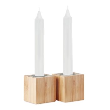 PYRAMIDE Dvě svíčky a svícny wood