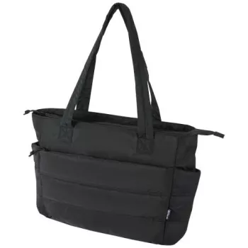 Puffer taška na notebook velikosti 15,6″ z recyklovaného GRS, 18 l Černá