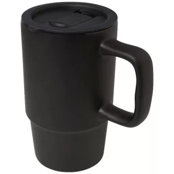 450ml keramický hrnek Carter s plastovým víkem Černá