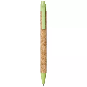 Kuličkové pero Midar z korku a pšeničné slámy přírodní / zelené jablko