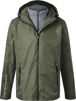 James & Nicholson | Pánská bunda 3-v-1 olive/black XL