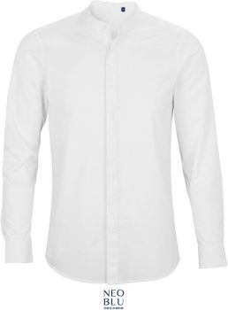 NEOBLU | Popelínová košile s dlouhým rukávem a Mao límečkem optic white M