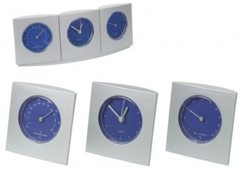 ... table clock silver , blue