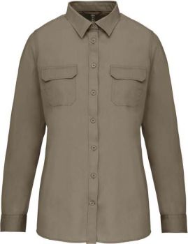 LADIES' LONG SLEEVED SAFARI SHIRT Light Khaki M