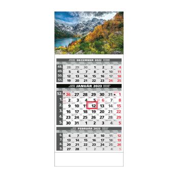 Plánovací kalendár ŠTANDARD 3M sivý 2023  Obrázok A
