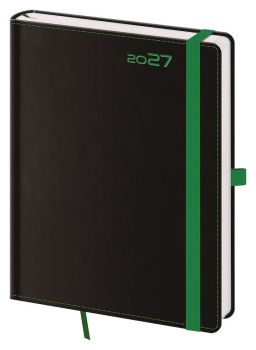Týždenný diár B6 Black Green s pútkom