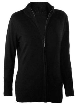 LADIES' FULL ZIP  CARDIGAN Black M
