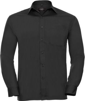 Russell | Popelínová košile s dlouhým rukávem black XL
