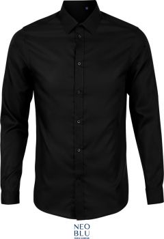 NEOBLU | Mikro keprová košile s dlouhým rukávem deep black L