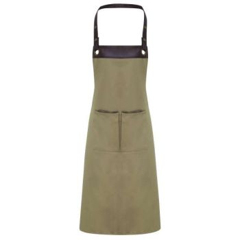 'ESPRESSO' BIB APRON Khaki/Brown U