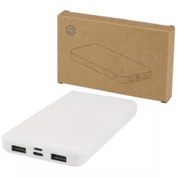 Intan powerbanka z recyklovaného plastu s kapacitou 10 000 mAh a výkonem 10 W bílá