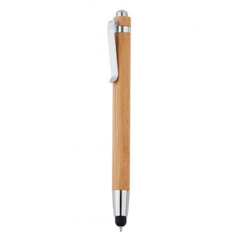 Bambusové guľôčkové pero se stylusom hnedá