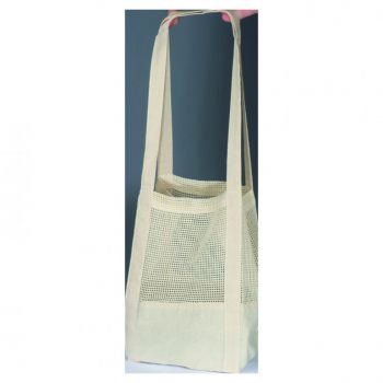 Bavlnená taška OEKO Tex s háčkovanou strednou časťou White
