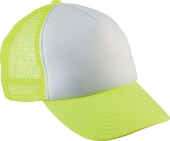 KIDS' TRUCKER MESH CAP - 5 PANELS White/Fluorescent Yellow U