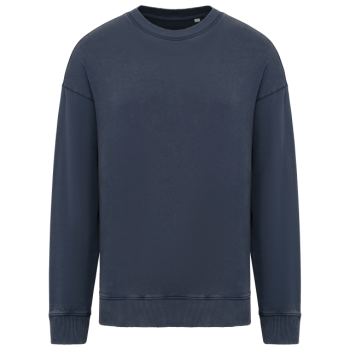 UNISEX WASHED EFFECT OVERSIZE ROUND NECK SWEATSHIRT Washed Navy Blue M