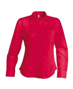 LADIES' LONG-SLEEVED COTTON POPLIN SHIRT Classic Red M