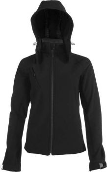 LADIES' DETACHABLE HOODED SOFTSHELL JACKET Black M