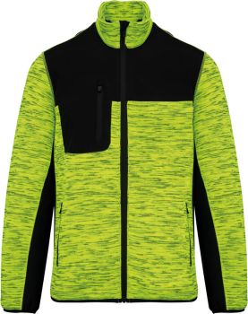 Kariban WK | Pánská pracovní pletená fleecová bunda fluorescent yellow melange/black S