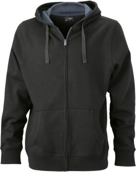 James & Nicholson | Těžká pánská mikina s kapucí black/carbon XXL