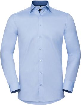 Russell | Kontrastní košile s dl. rukávem, vzor rybí kost light blue/mid blue/bright navy XXL