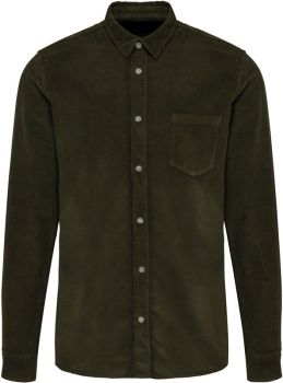 Kariban | Manšestrová košile s dlouhým rukávem washed dusky khaki L