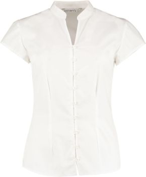 Kustom Kit | Popelínová halenka s mao límcem white 18_XXL