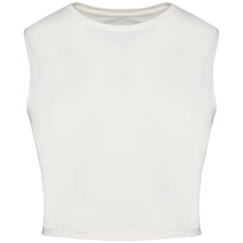 ECO-FRIENDLY LADIES’ SLEEVELESS CROP T-SHIRT Washed Ivory S