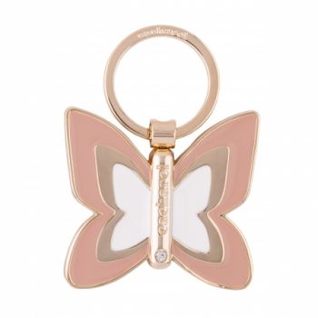 The Pontia keyring is a bicolor enamel  butterfly shape. it is decorated with a refined zircon stone
