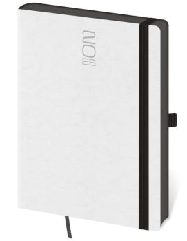 Denný diár A5 Memory biely s gumičkou