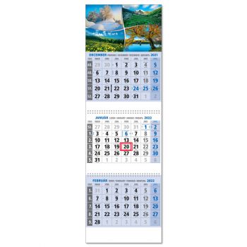 Trojmesačný Kalendár Klasik 3M Modrý 2022