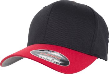 Flexfit | 6 panelová vlněná česaná kšiltovka Flexfit black/red L/XL