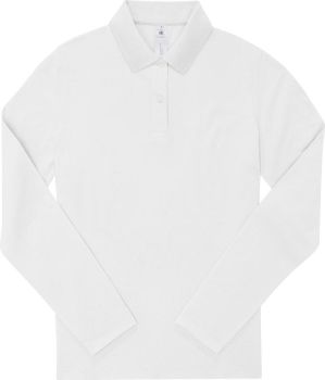 B&C | Dámské piqué polo s dlouhým rukávem white L