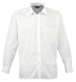 MEN'S LONG SLEEVE POPLIN SHIRT White L/XL