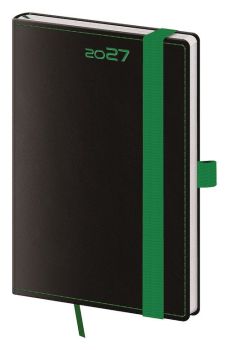 Vreckový diár A6 Black Green s pútkom