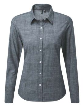 WOMEN'S COTTON SLUB CHAMBRAY LONG SLEEVE SHIRT Indigo M